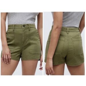Madewell Perfect Military Twill Shorts Desert Olive 27